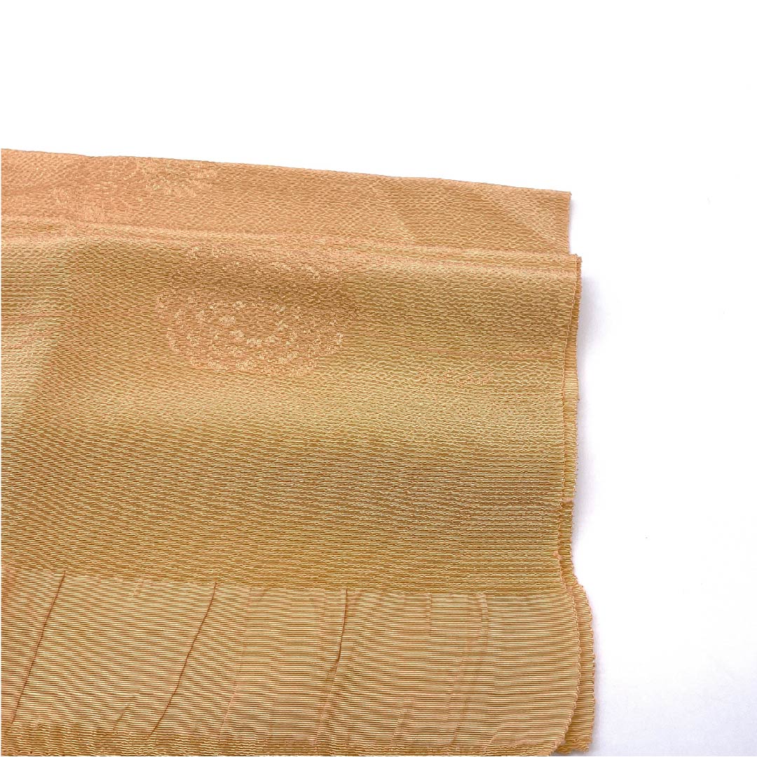 帯揚げ 正絹 セミフォーマル 肌色(はだいろ) 菊 花柄 古典柄 長さ約164cm 幅約29.5cm Sランク 橙系 1136000622926