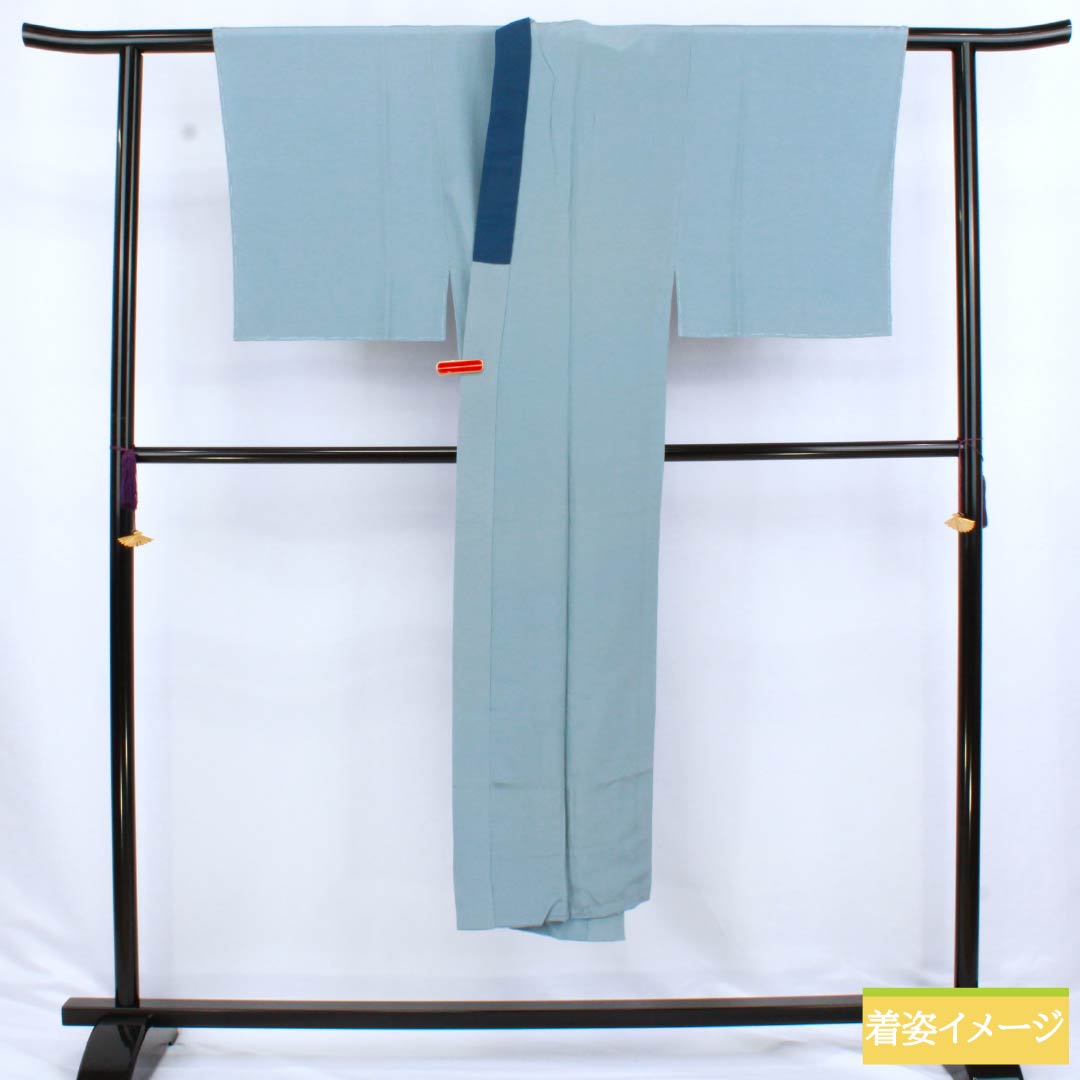 男物長襦袢 正絹 Aランク 身丈137cm 裄丈64.5cm 朧花色(おぼろはないろ) 風景画 単衣 水色系 1140000763324