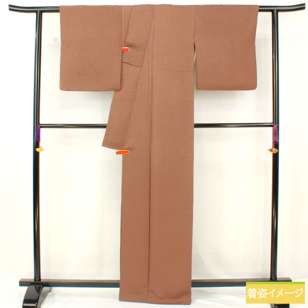 小紋 正絹 身丈167cm 裄丈65.5cm 袷 鼯鼠色(むささびいろ) 幾何学模様 Aランク 茶系 1115004733514