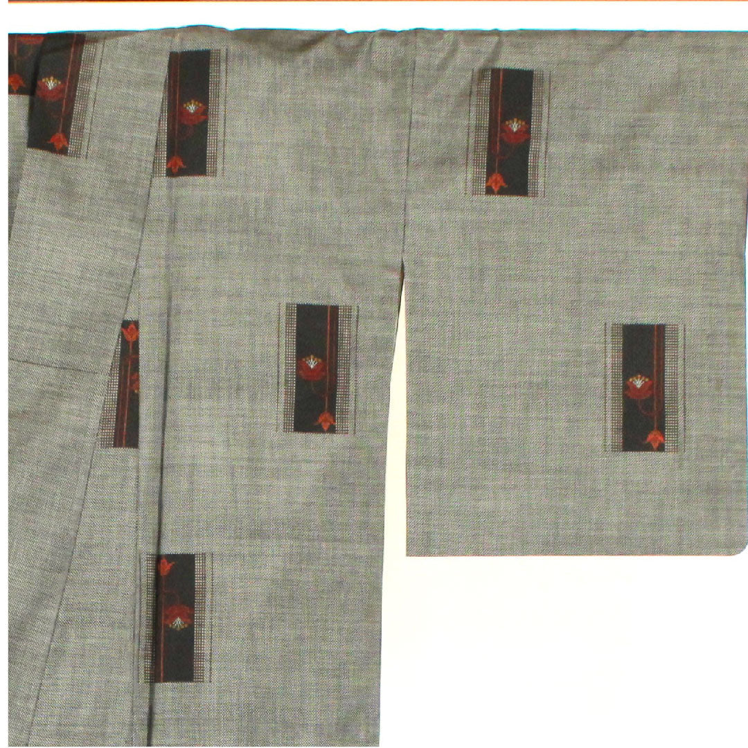 大島紬 身丈170cm 裄丈67cm 経緯絣 一元絣 正絹 Sランク 袷 黒系 1116001372610