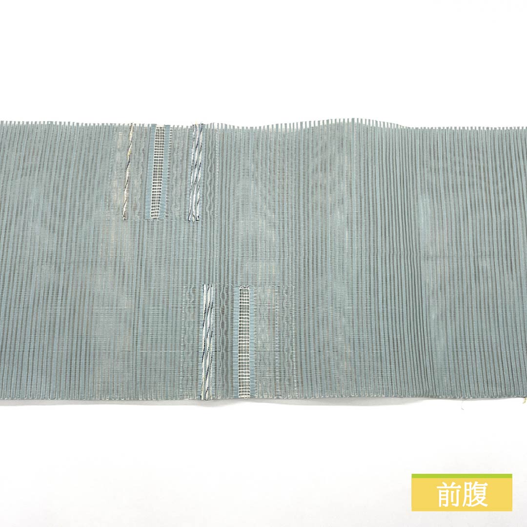 名古屋帯 藍白色(あいじろいろ) 夏帯 抽象模様 帯丈365cm 正絹 Sランク ポイント柄 カジュアル 水色系 1124008592324 松葉仕立て