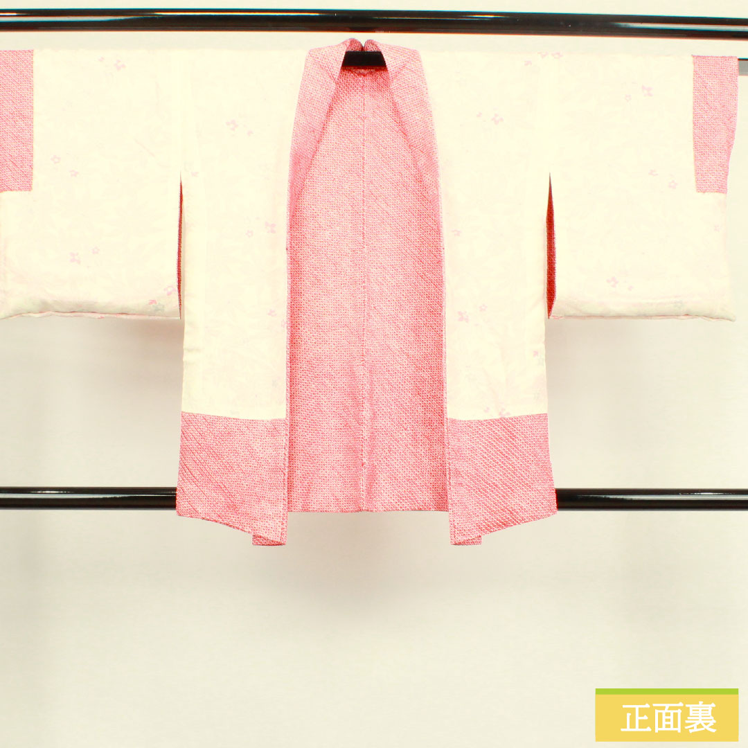 羽織 正絹 身丈79.5cm 裄丈64cm 猩々緋色 総絞り 鹿の子絞り Sランク 袷 赤系 1117000652912