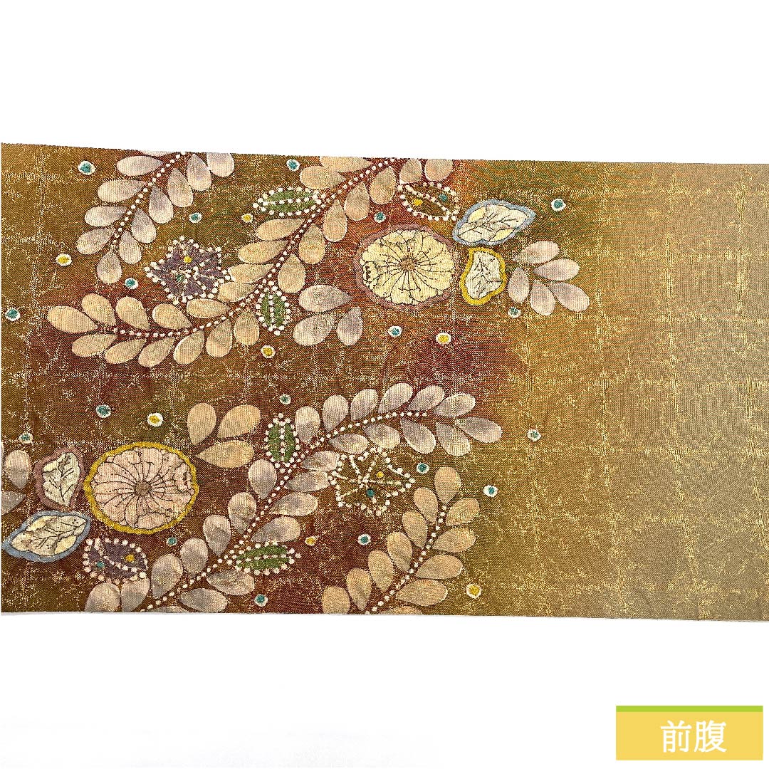 Golden Tsujigahana Obi, Length 422cm, Pure Silk, S Rank, Six-way, Semi-formal, Gold, 1123010142321