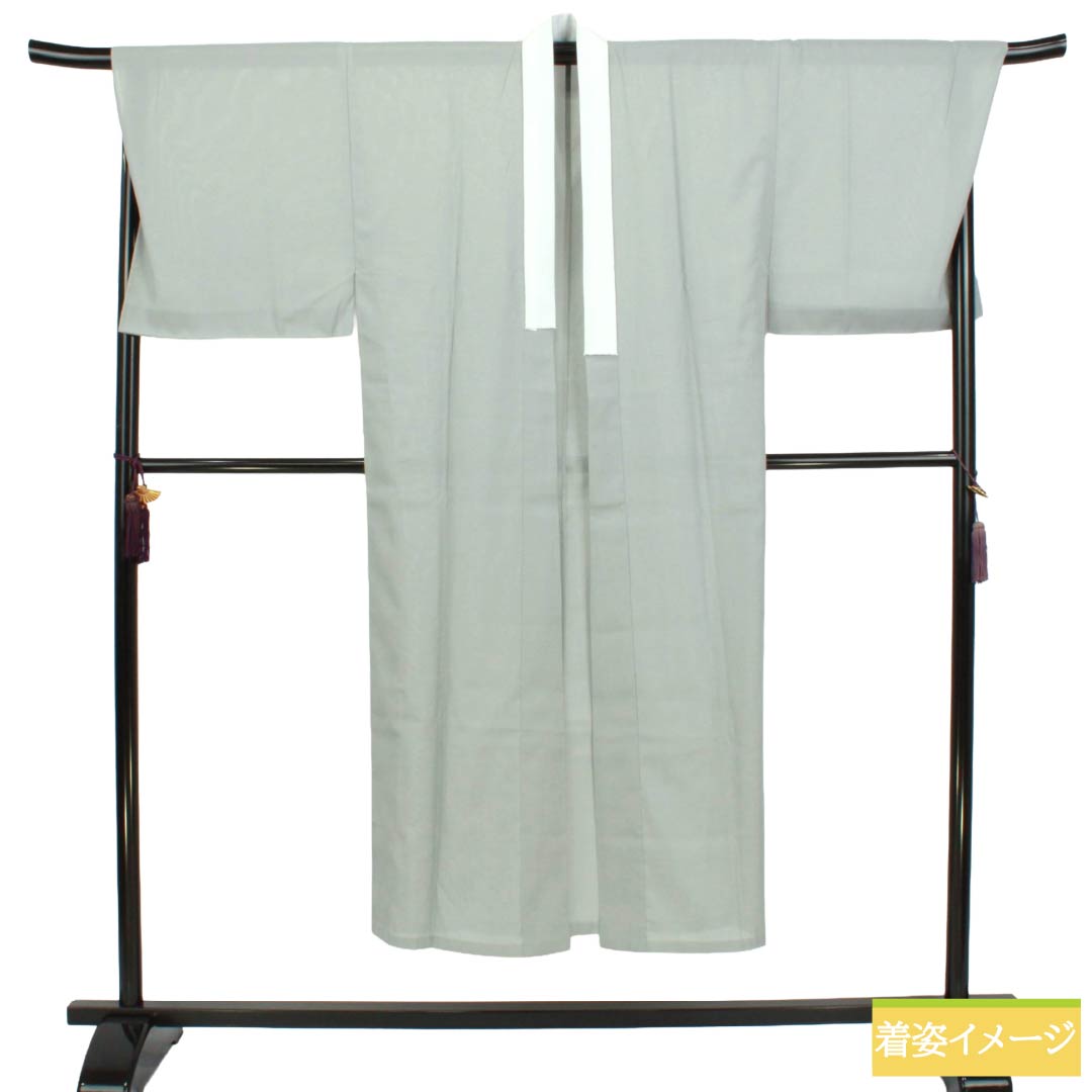 メンズ襦袢 ポリエステル Sランク 身丈142cm 裄丈72cm 青白磁色(せいはくじいろ) 夏用 無地 地衿付き 絽 グレー系 1140001022422