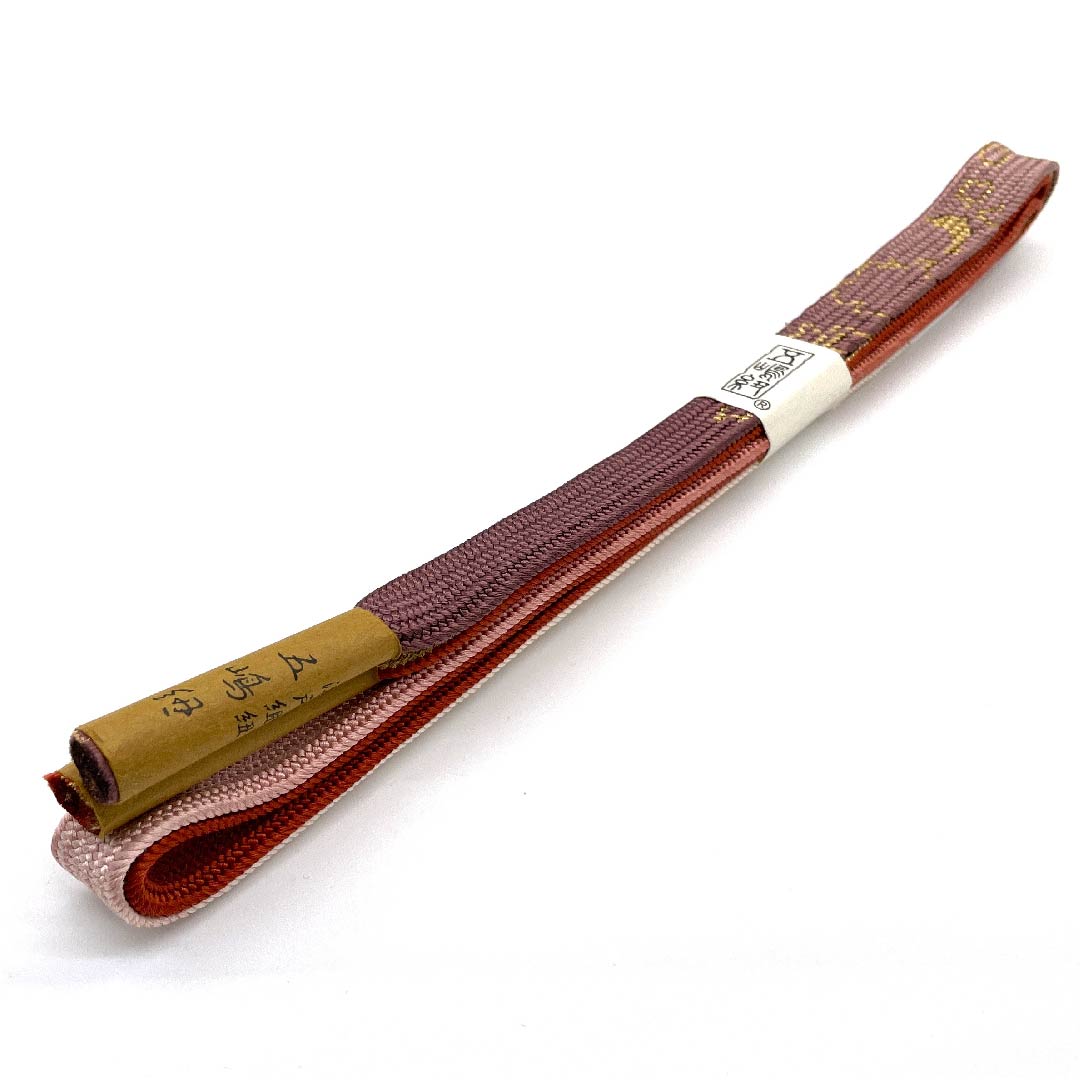 (New old stock) Obijime, pure silk, quarter-length cord, gradation, Goshima cord, Edo braid, metallic thread used, length approx. 159cm, width approx. 1.7cm, semi-formal, S rank, gradation style, 1135002362399