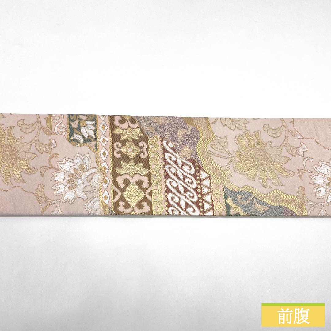 名古屋帯 ポリエステル Sランク 薄桜色(うすさくらいろ) 古典柄 唐花 帯丈370cm ポイント柄 セミフォーマル ピンク系 1124010802313 名古屋仕立て