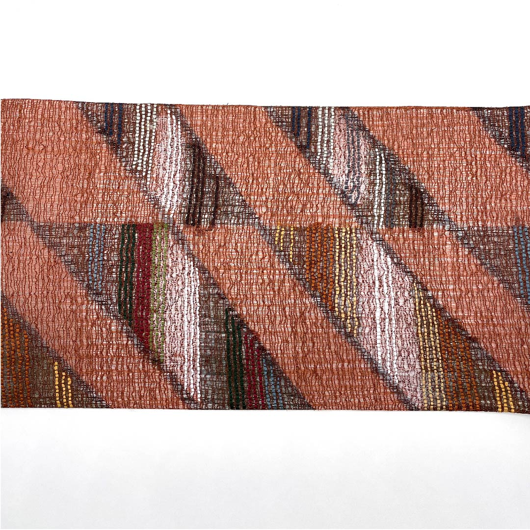 Fukuro Obi (Bengara-iro) Geometric Pattern Length 436cm Pure Silk S Rank Six-way Casual Brown 1123007912314