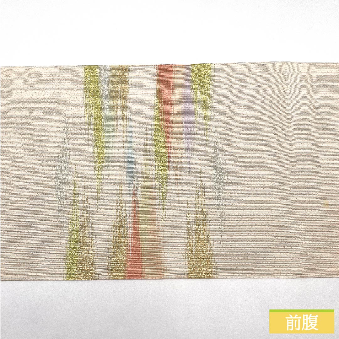 袋帯 正絹 薄肉色(うすにくいろ) 雲取り 帯丈366cm Bランク ポイント柄 フォーマル クリーム系 1123011744315