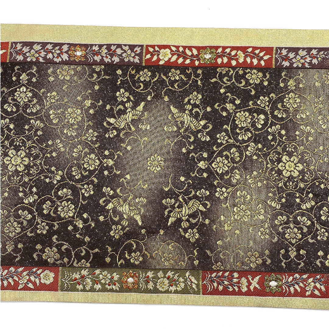 袋帯 金色 華紋 鳳凰 加納幸 帯丈438cm 正絹 Sランク 六通 フォーマル 金系 1123006132321