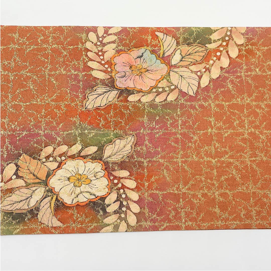 袋帯 檜皮色(ひわだいろ) 辻ヶ花 作家物 帯丈440cm 正絹 Sランク ポイント柄 フォーマル 茶系 1123005322314