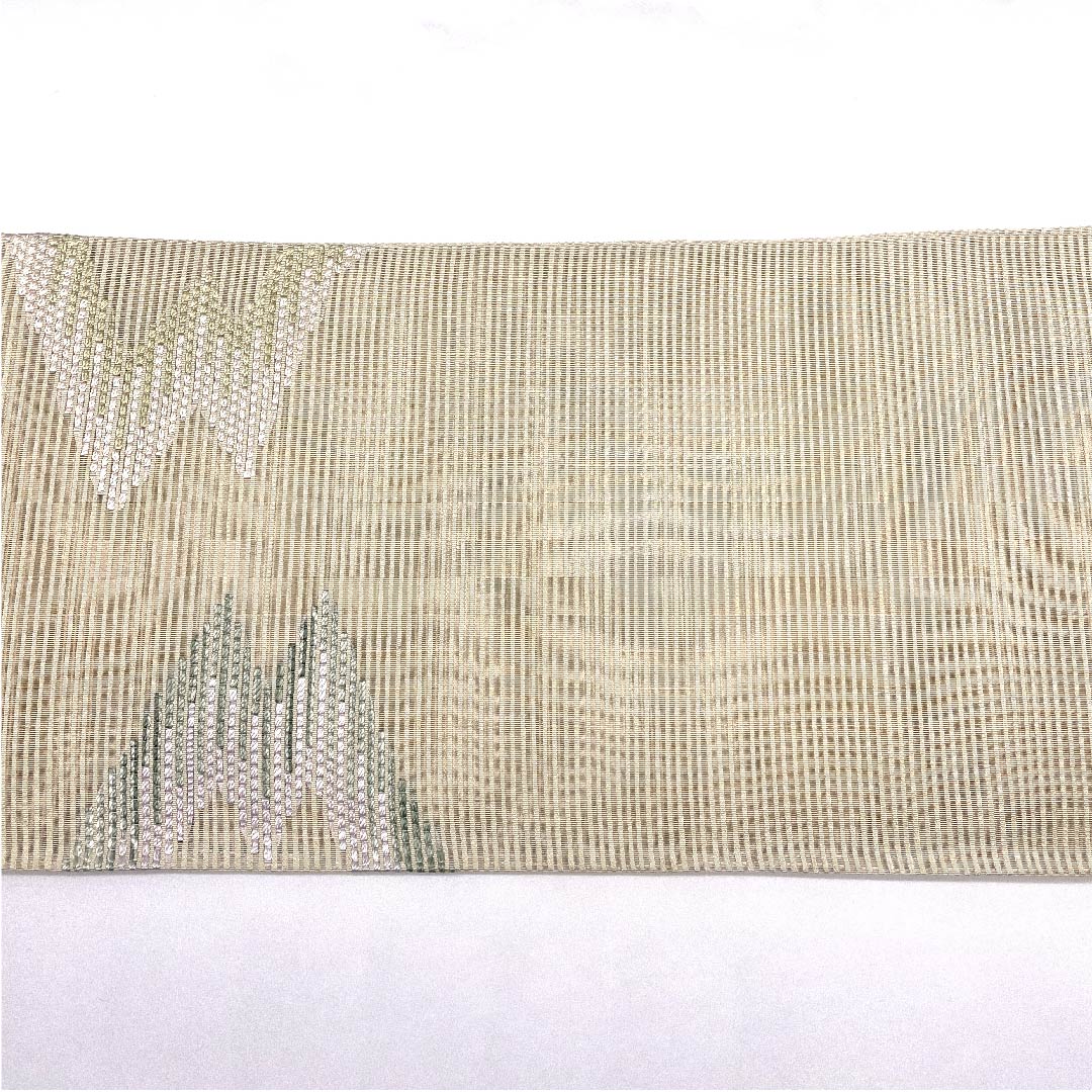 (Brand new, unused) Fukuro Obi, Summer Obi, Natural color (Kinari-iro), Geometric pattern, Summer, Obi length 454cm, Pure silk, NEW rank, Point pattern, Semi-formal, Beige, 1123008481425