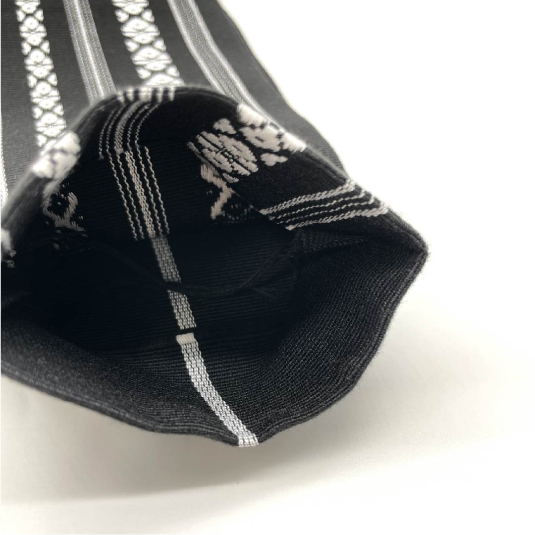 (未仕立)角帯 木綿 博多織 献上柄 リバーシブル 帯丈394cm 幅9.5cm Sランク 黒系 1134000482910