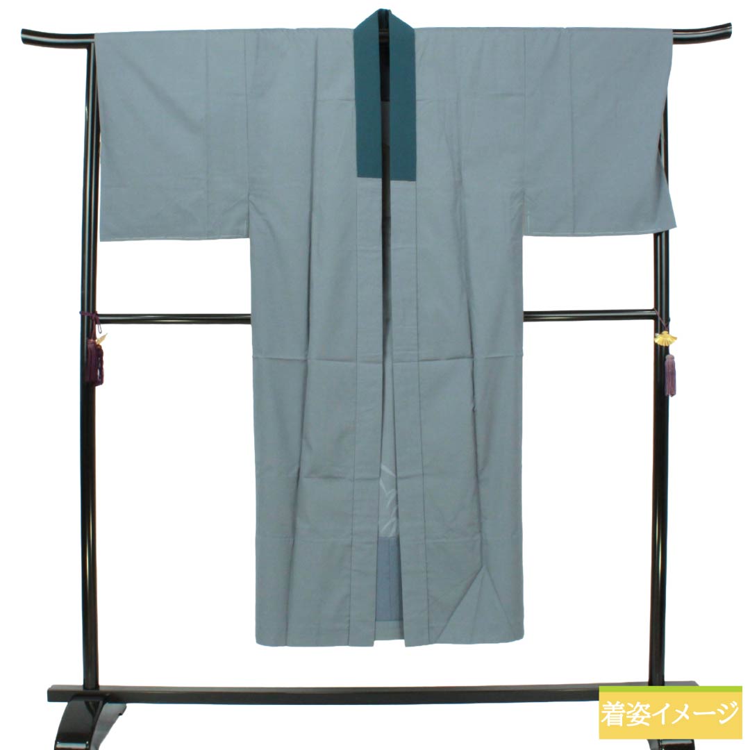 メンズ襦袢 ポリエステル Aランク 身丈142cm 裄丈69cm 湊鼠色(みなとねずいろ) 虎 単衣 グレー系 1140001033422