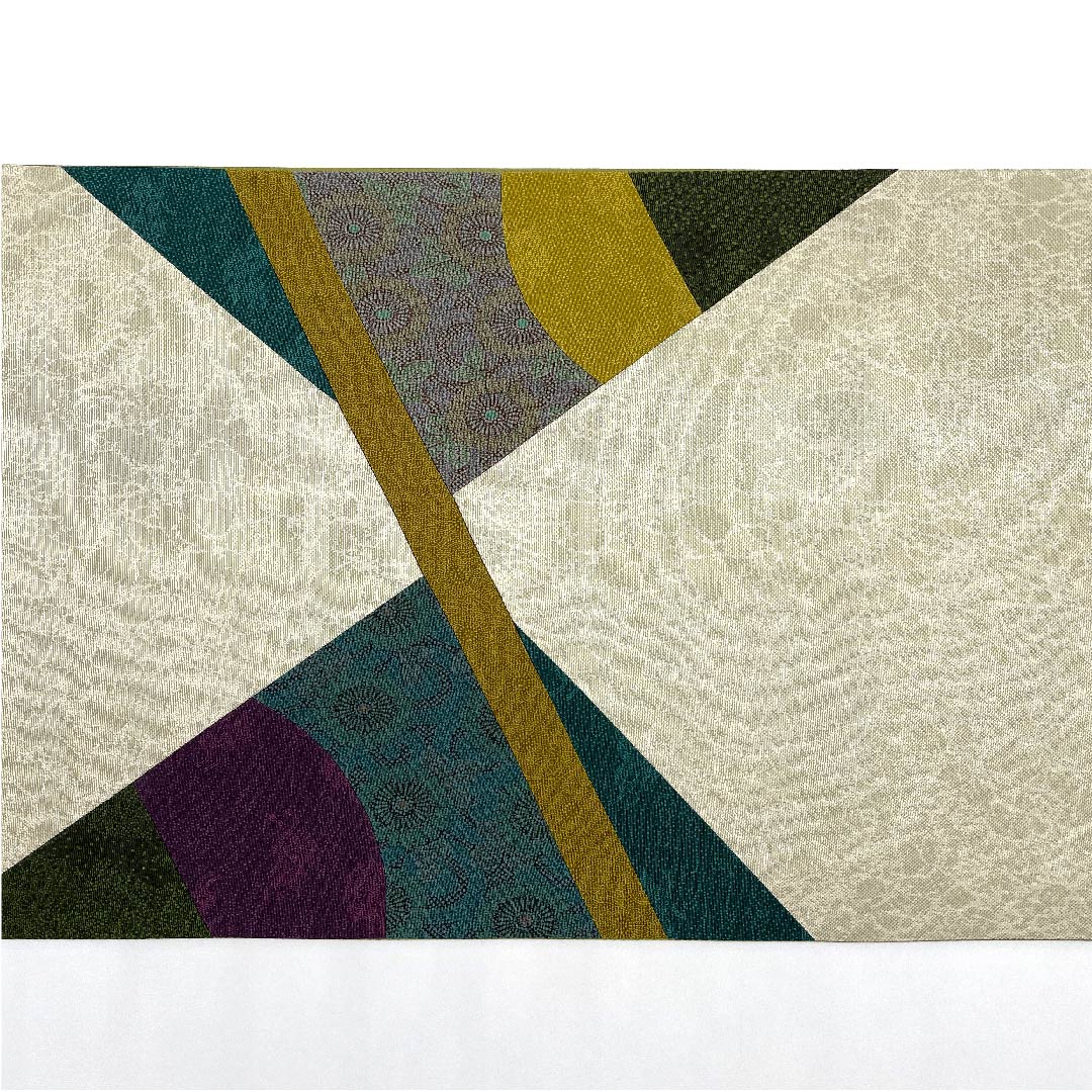 袋帯 卯の花色(うのはないろ) 人間国宝 中村勇二郎 伊勢型 切嵌 帯丈450cm 正絹 Aランク 六通 セミフォーマル クリーム系 1123006903315