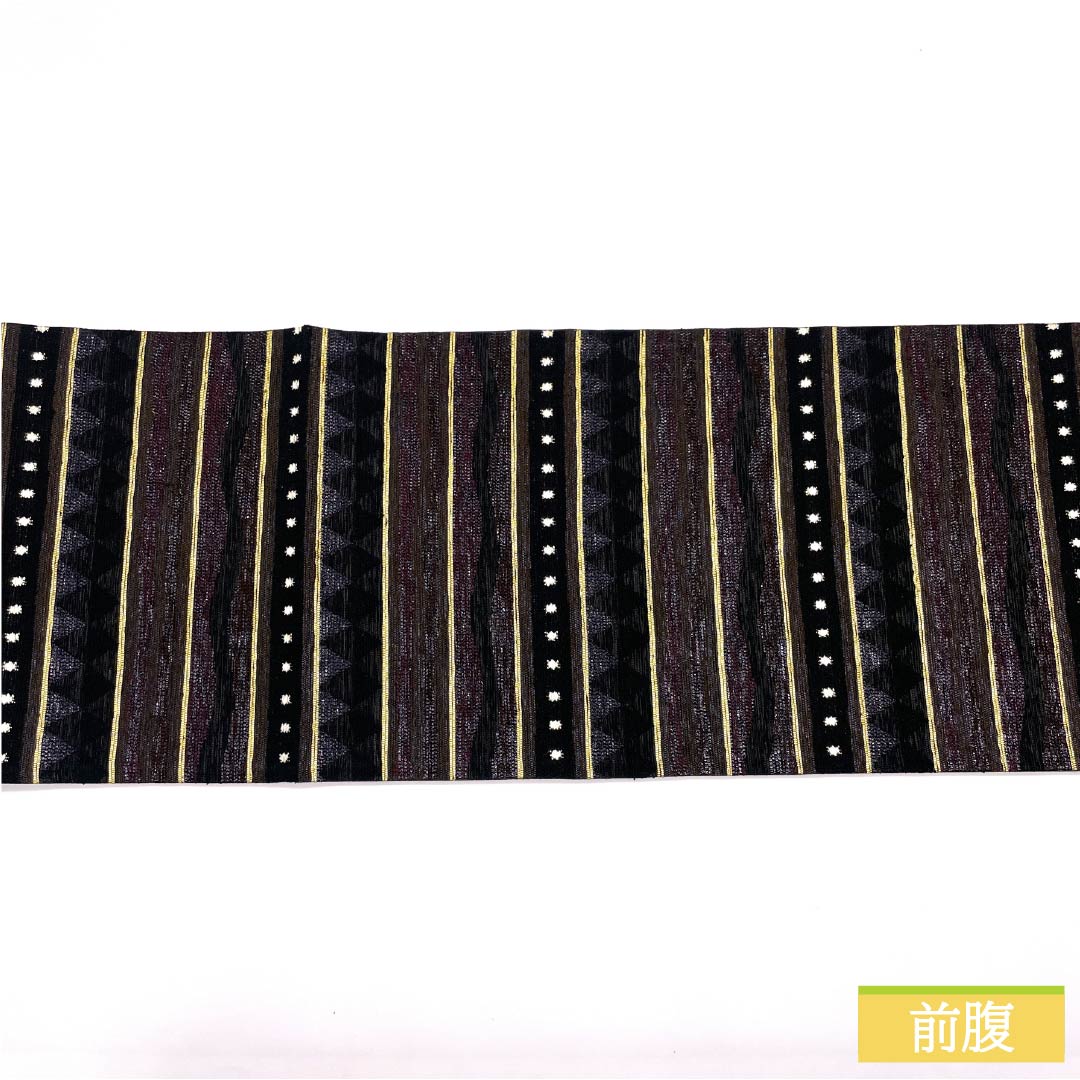 袋帯 正絹 横段 幾何学模様 帯丈444cm Sランク 六通 セミフォーマル グラデーション系 1123014832399