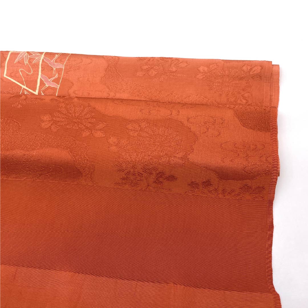 Semi-formal silk obiage (sash sash), S-rank, Tokiiro (red) and Shuiro (red) colors, with gradation strips, approximately 176cm long and 29cm wide, vermilion, color 1136001862916