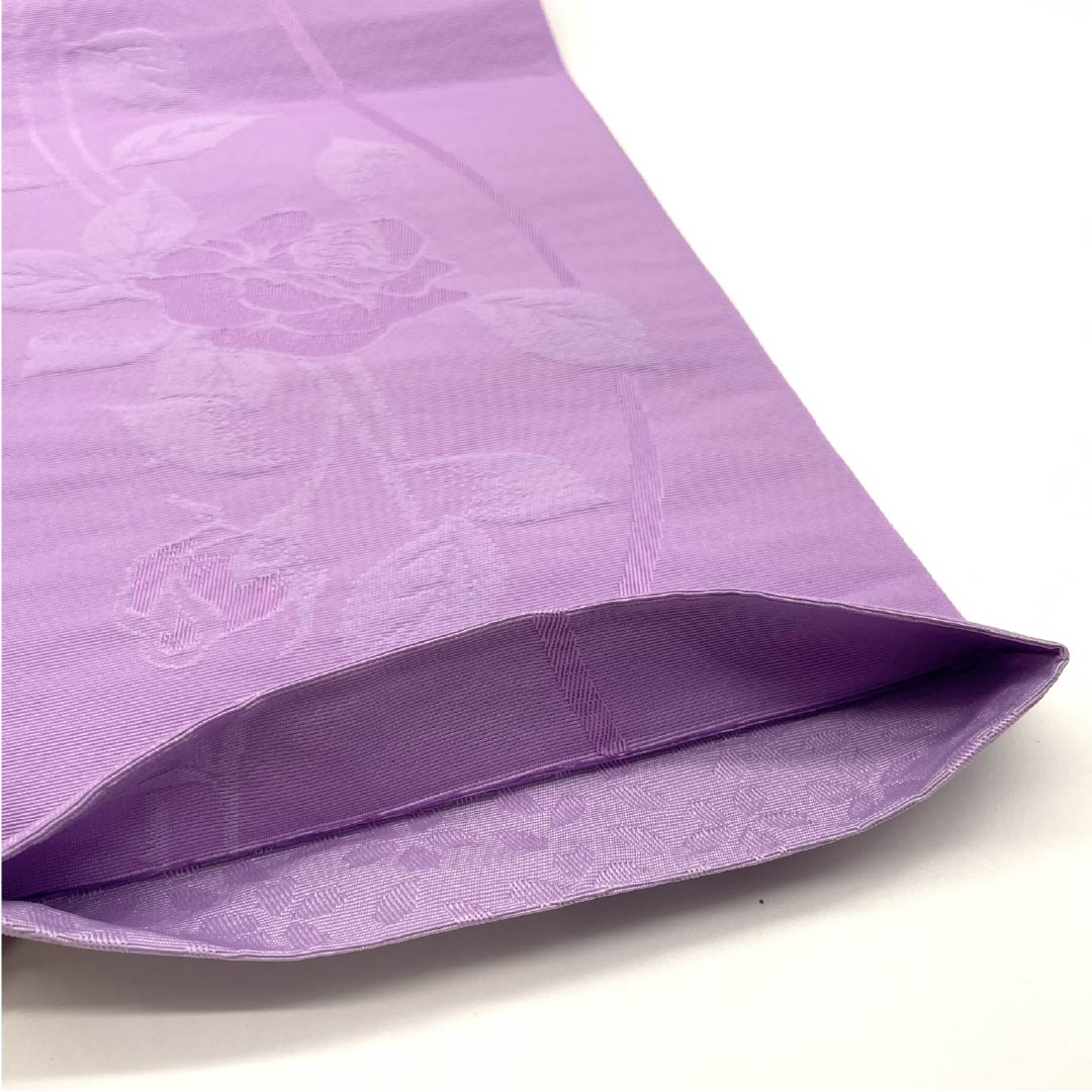 半幅帯 ポリエステル 浅紫色(あさきむらさきいろ) 浴衣用 薔薇 桜 リバーシブル 帯丈356cm 紫系 Sランク 1125001962320