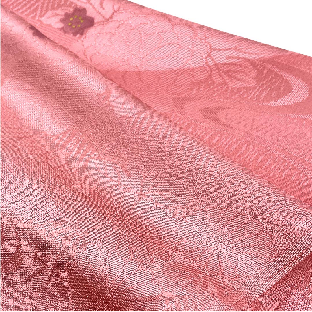 (新古品) 帯揚げ 正絹 フォーマル 浅紅色(あさべにいろ) 桜 菊 流水 長さ約174cm 幅約30cm Sランク ピンク系 1136000232913