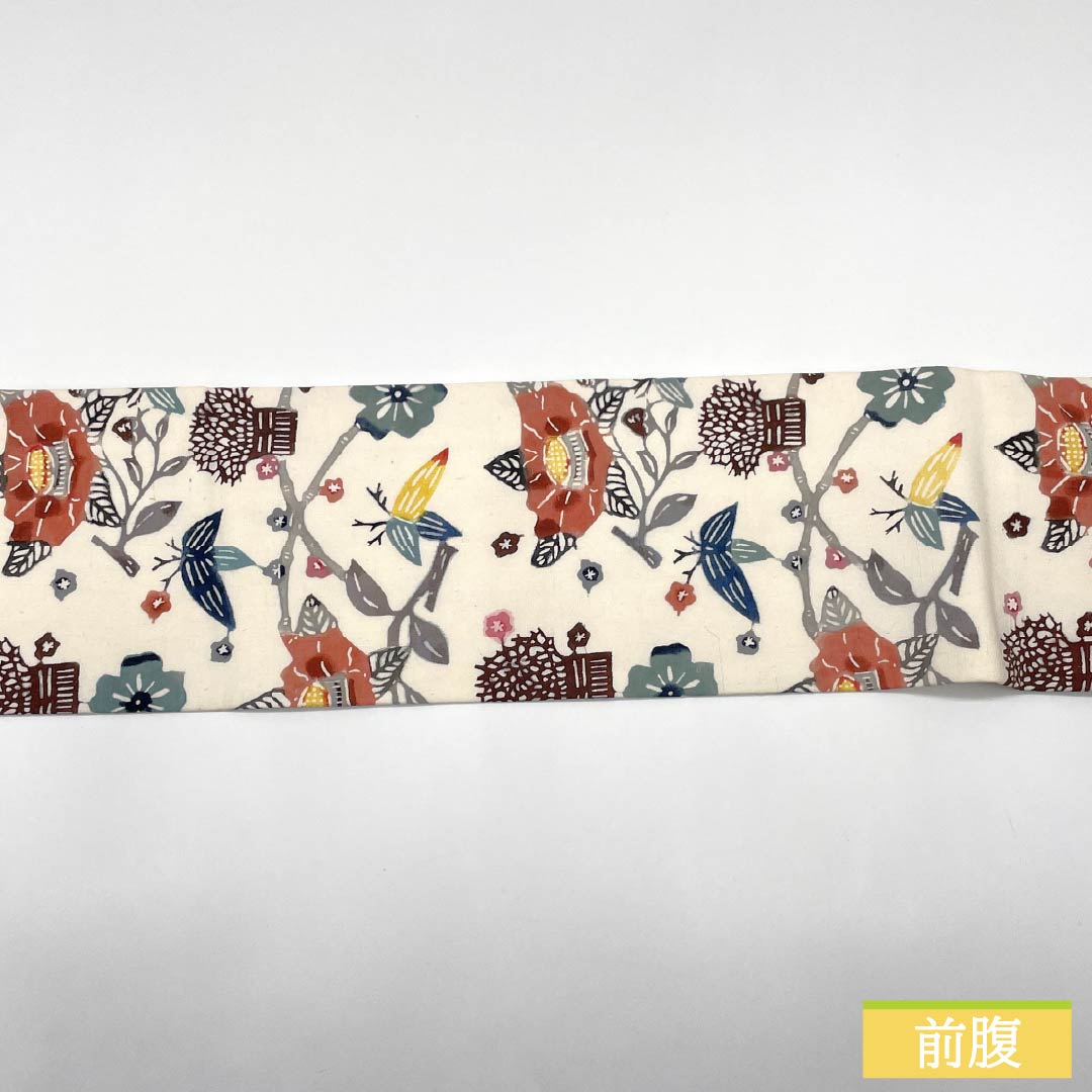 名古屋帯 正絹 Bランク 京紅型 紬地 花模様 帯丈327cm 全通 カジュアル 白系 1124009314311 名古屋仕立て