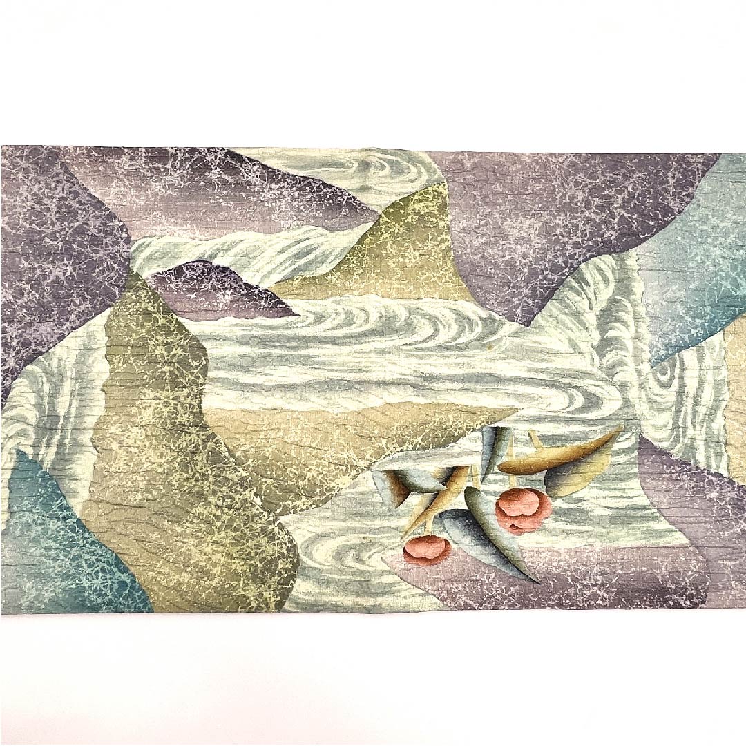 袋帯 ふくれ織り 抽象模様 ラメ 帯丈434cm 正絹 Bランク 六通 カジュアル グラデーション系 1123003064399