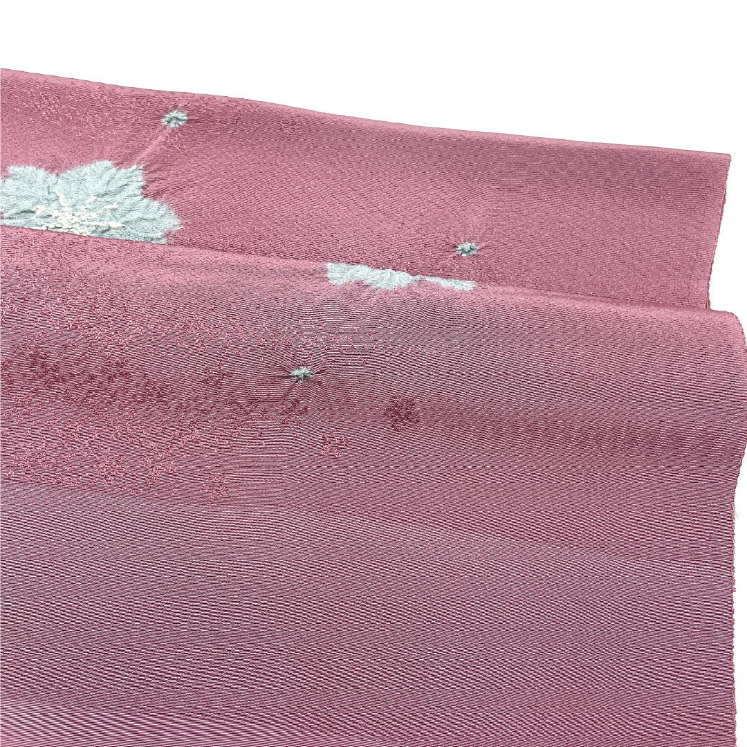 帯揚げ 正絹 Sランク カジュアル 滅紅色(めっこういろ) 絞り 花柄 桜 長さ約156cm 幅約30cm 紫系 1136001702920