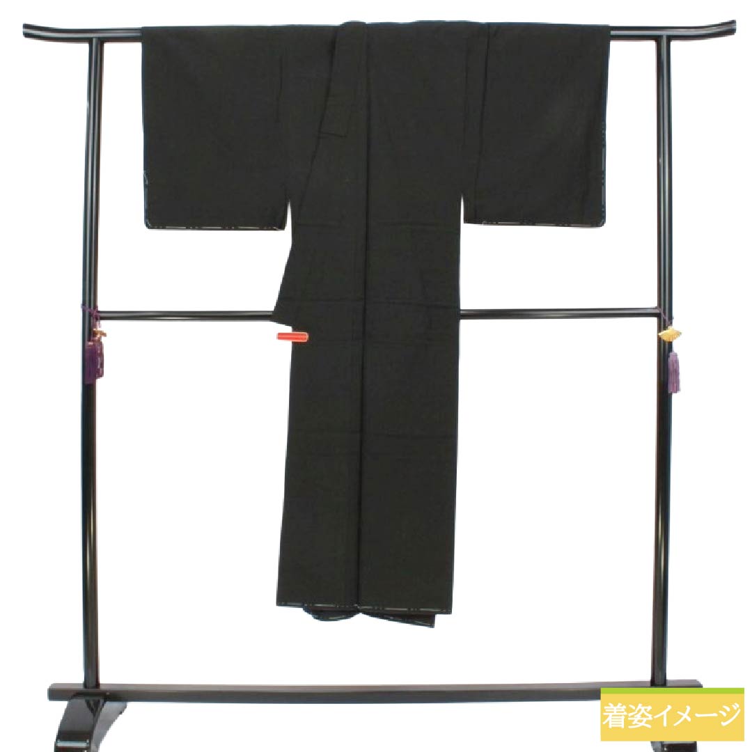 男物 正絹 Sランク 身丈136.5cm 裄丈65cm 紬地 袷 黒系 1119002482310
