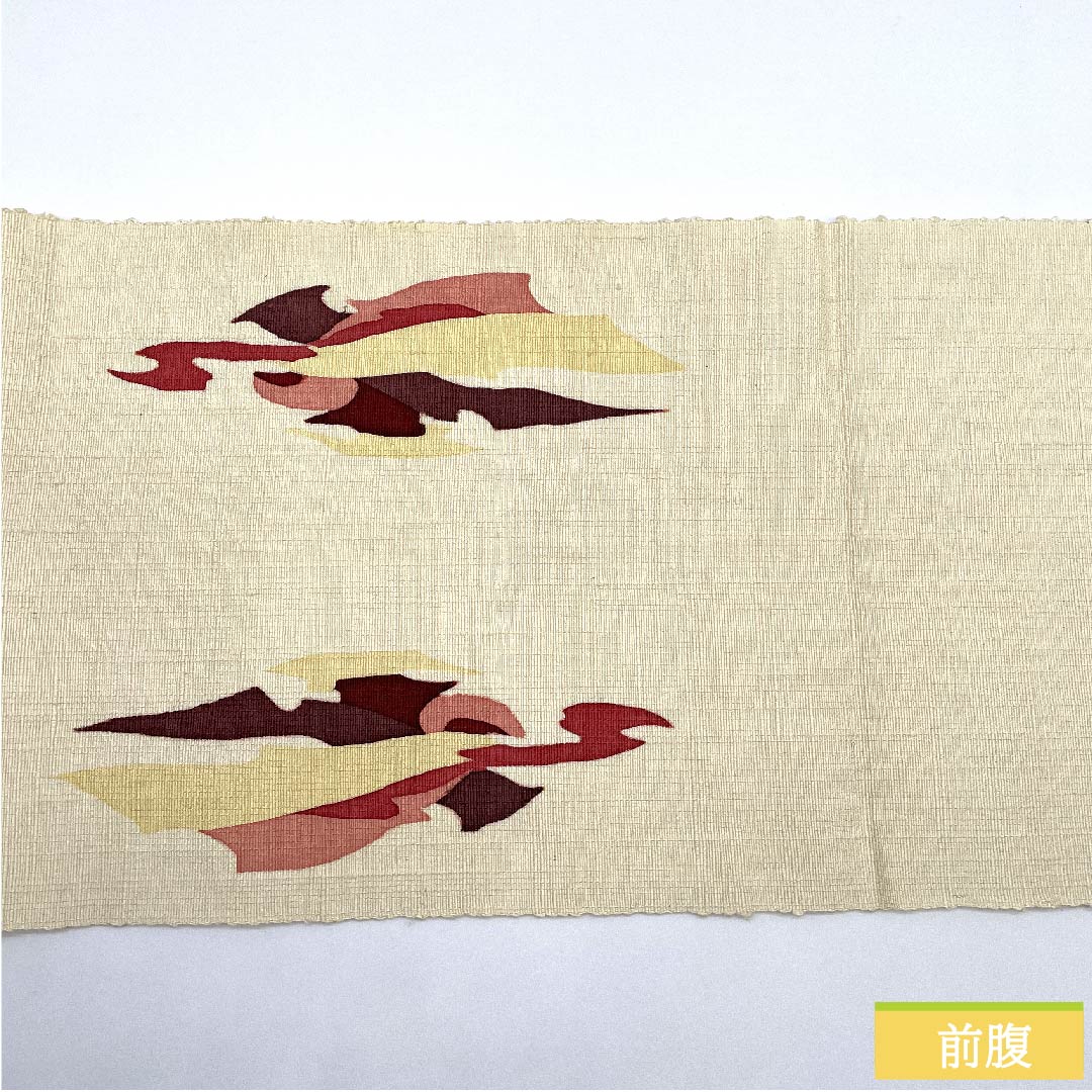 Nagoya obi, natural color, dyed obi, pongee fabric, abstract pattern, obi length 374.5cm, pure silk, S rank, point pattern, casual, cream color, 1124005982315, pine needle style