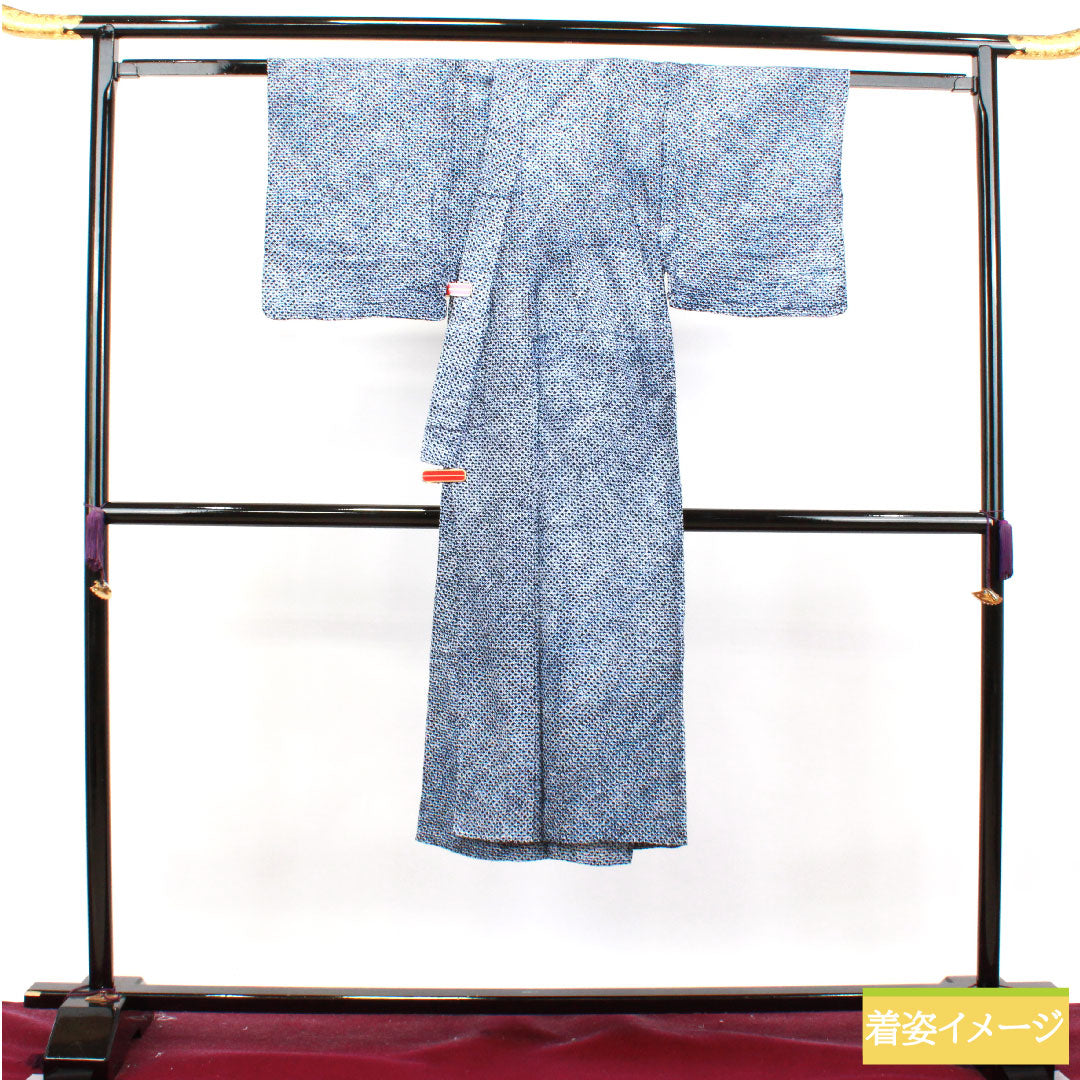 浴衣 木綿 身丈130cm 裄丈61cm Sランク 単衣 紺系 濃紺色(のうこんいろ) 男物 有松絞り 1118004982318