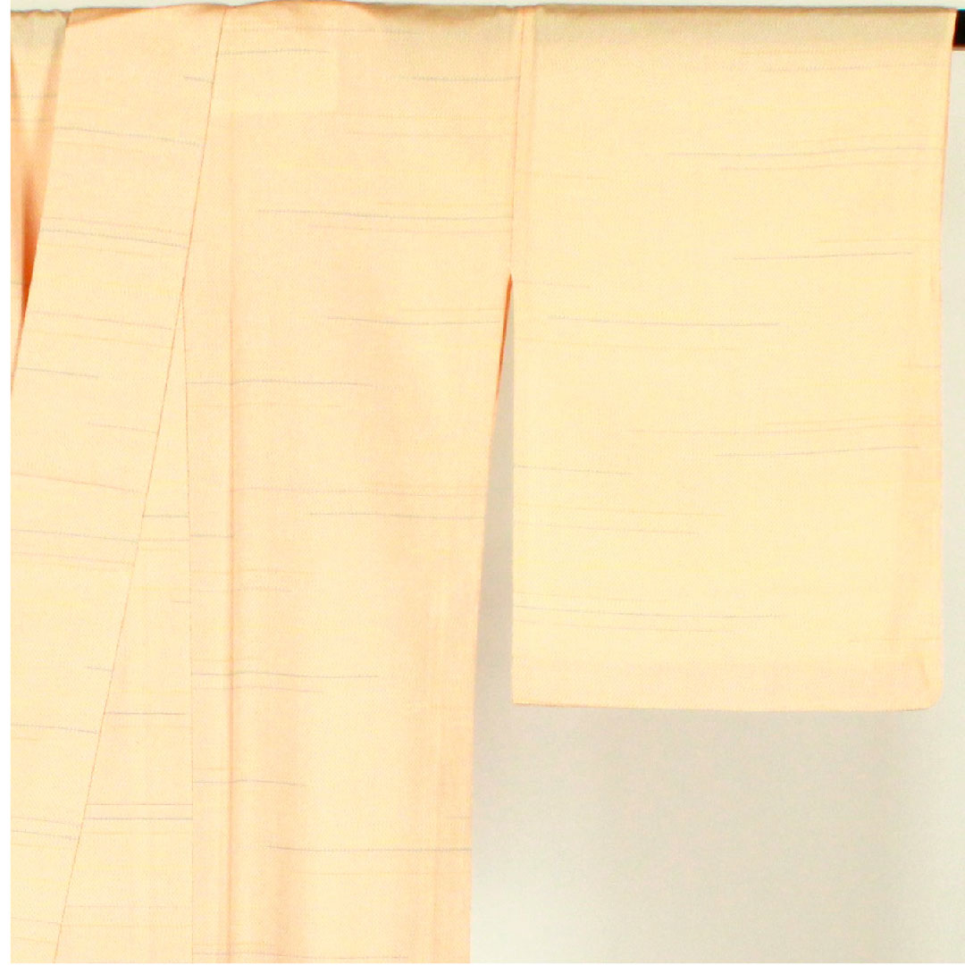 紬 身丈173cm 裄丈63cm 幾何学模様 正絹 Sランク 単衣 朱系 1116001062516