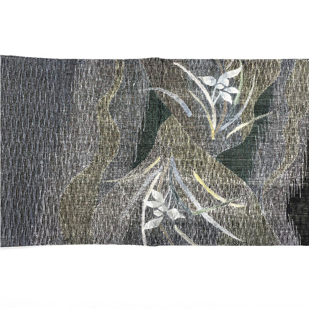 Fukuro Obi, Summer Obi, Black, Floral Pattern, Summer, Obi Length 456cm, Pure Silk, S Rank, Point Pattern, Casual, Black, 1123008512410