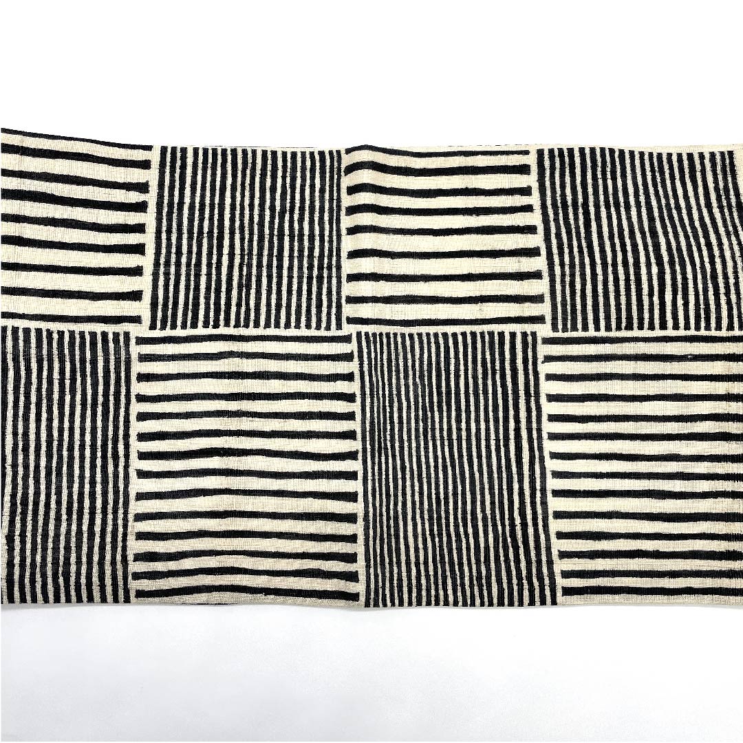 袋帯 生成り色(きなりいろ) 紬地 市松 モノトーン 帯丈446cm 正絹 Aランク 六通 カジュアル ベージュ系 1123009223325