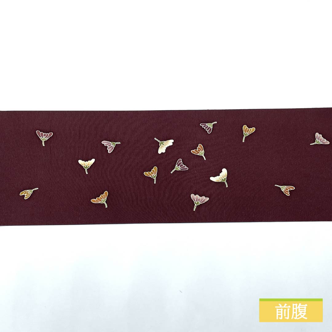 名古屋帯 正絹 木蘭色色(もくらんじきいろ) 染め帯 小花 花びら 帯丈357cm Sランク ポイント柄 セミフォーマル 紫系 1124007172320 名古屋仕立て