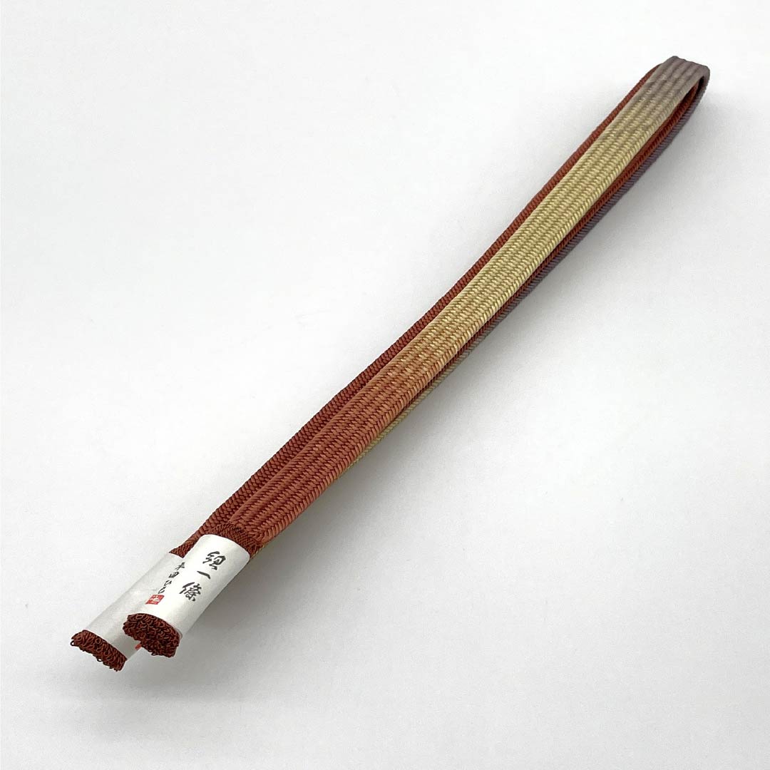 (新品)帯締め 正絹 NEWランク 弁柄色(べんがらいろ) 鳩羽鼠色(はとばねずいろ) 平田組紐 角朝遊玄染 長さ約166cm 幅約1.3cm カジュアル 茶系 1135005031314