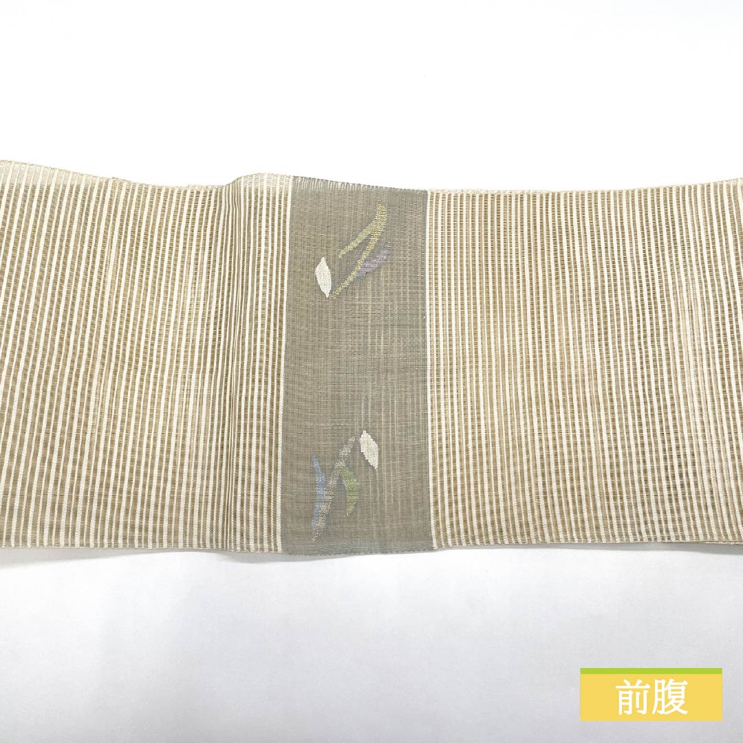 名古屋帯 正絹 生成り色(きなりいろ) 夏帯 すくい織 花模様 帯丈372cm Sランク ポイント柄 セミフォーマル クリーム系 1124008712315 松葉仕立て