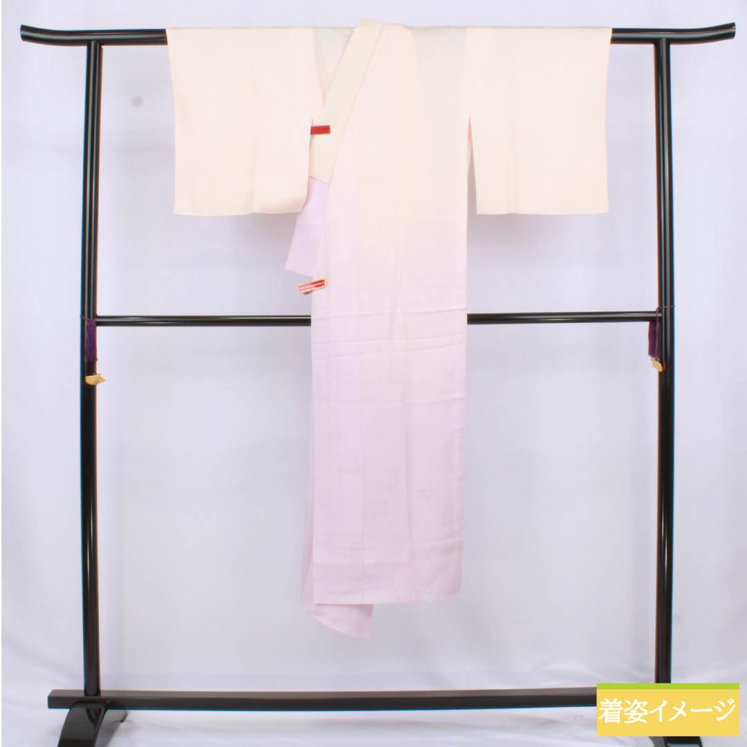 長襦袢 正絹 Sランク 身丈125.5cm 裄丈61.5cm 単衣 乙女色(おとめいろ) 白藤色(しらふじいろ) ちりめん地 梅 グラデーション系 1129000812399