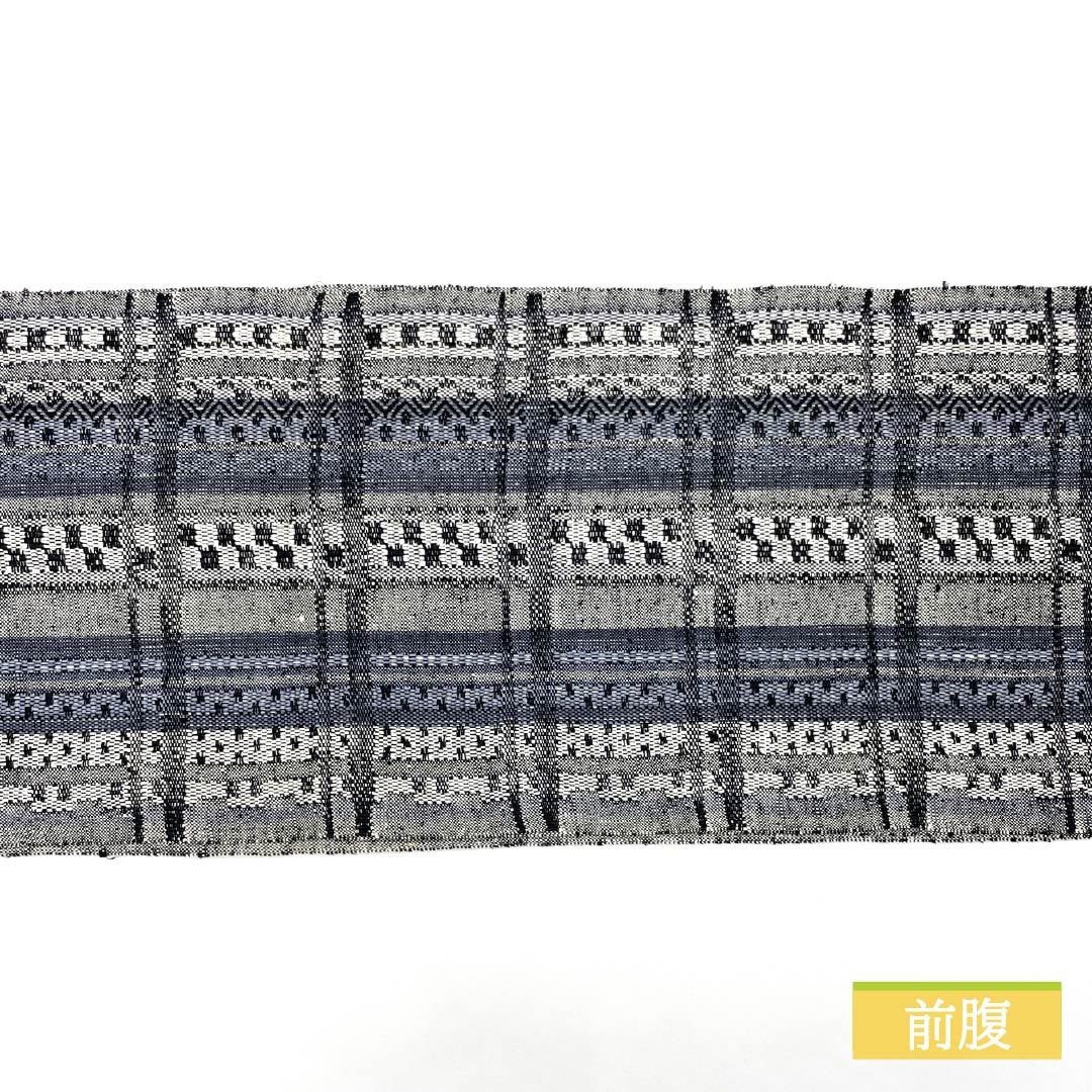 名古屋帯 チェック模様 紬地 帯丈358cm 正絹 Sランク 六通 カジュアル モノトーン 1124007282327 開き仕立て