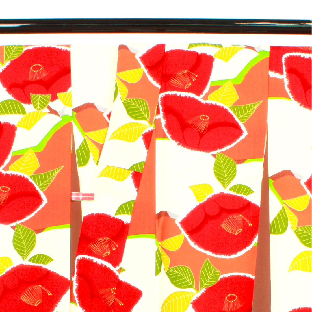 振袖 身丈170cm 裄丈65.5cm 袷 生成り色 洗える着物 椿 ポリ Aランク 白系 1113001413611