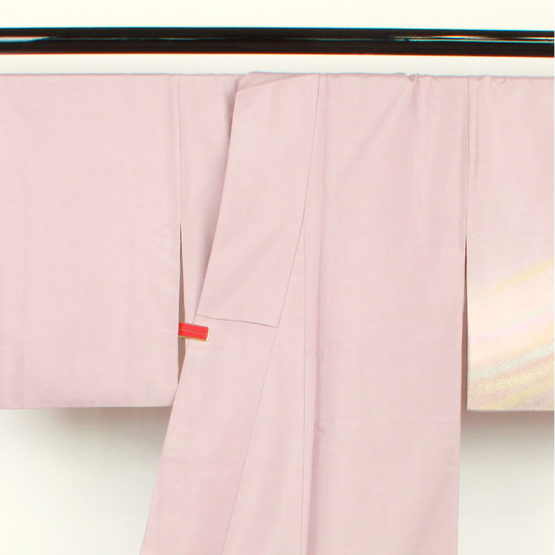 訪問着 袷 身丈153cm 裄丈63cm 葡萄色 牛首紬 白山工房 おぼろ染 正絹 Aランク 紫系 1112001813220