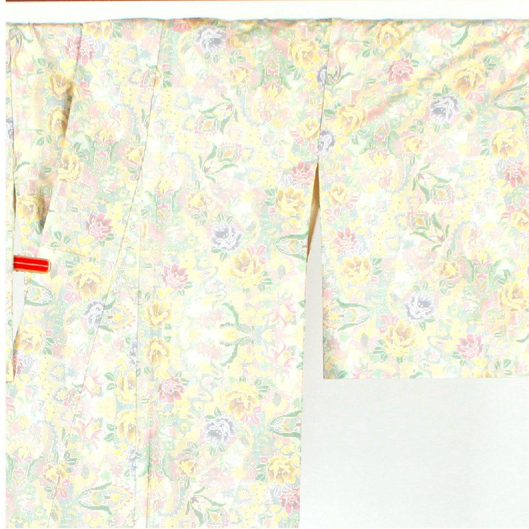 大島紬 身丈162.5cm 裄丈63.5cm 草花模様 正絹 Bランク 袷 白系 1116001514411