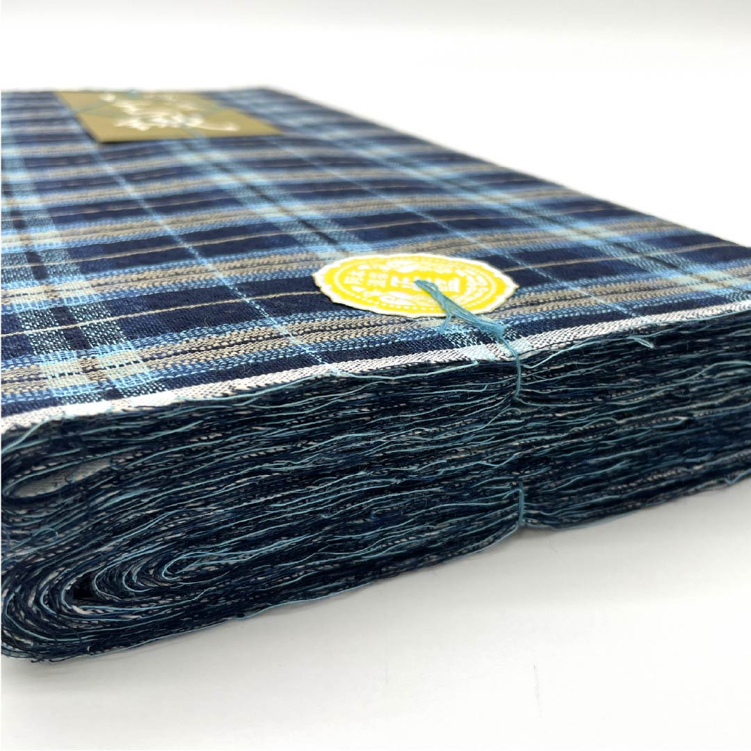 Yukata cloth, cotton, Awa Shijira, important intangible cultural property, genuine indigo dye, blue-brown (aokachiiro), S rank, navy blue, 1130000802918