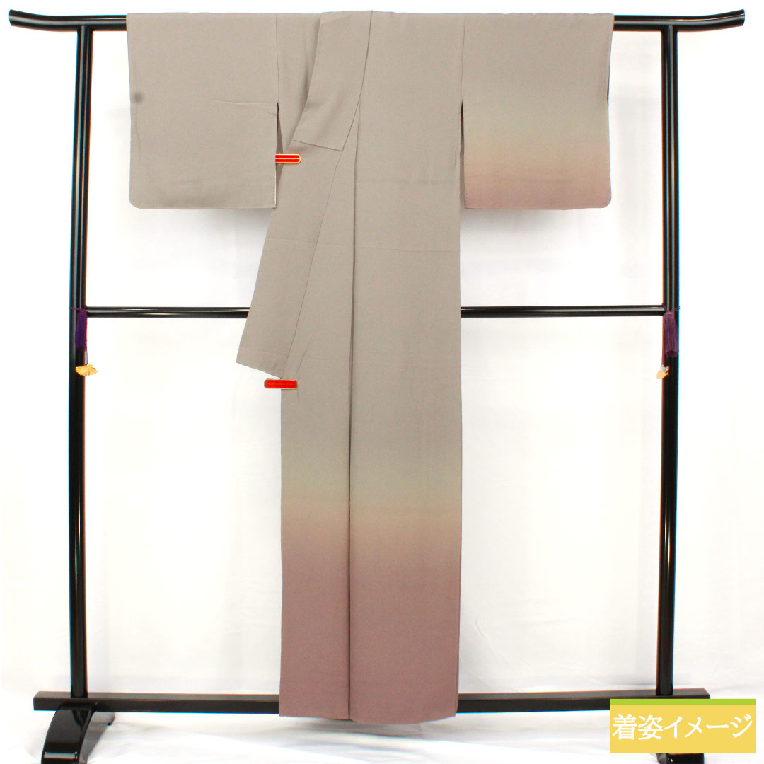 色無地 正絹 身丈156cm 裄丈63cm 錫色(すずいろ) 素無地 ボカシ模様 袷 Sランク グレー系 1114001632322