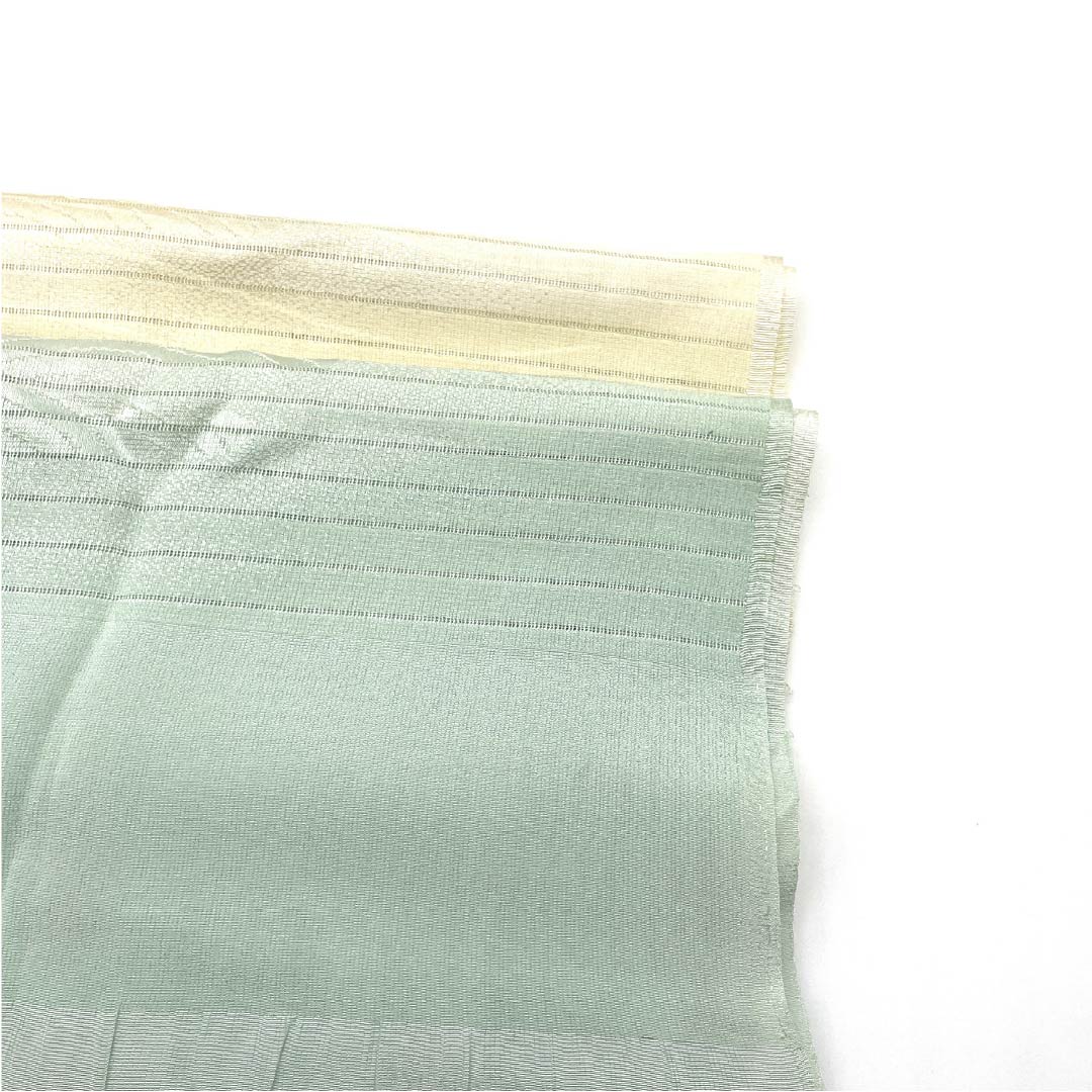 帯揚げ 正絹 セミフォーマル 鳥の子色(とりのこいろ) 白緑色(びゃくろくいろ) 絽 夏用 長さ約178cm 幅約28.5cm Sランク クリーム系 1136000672915