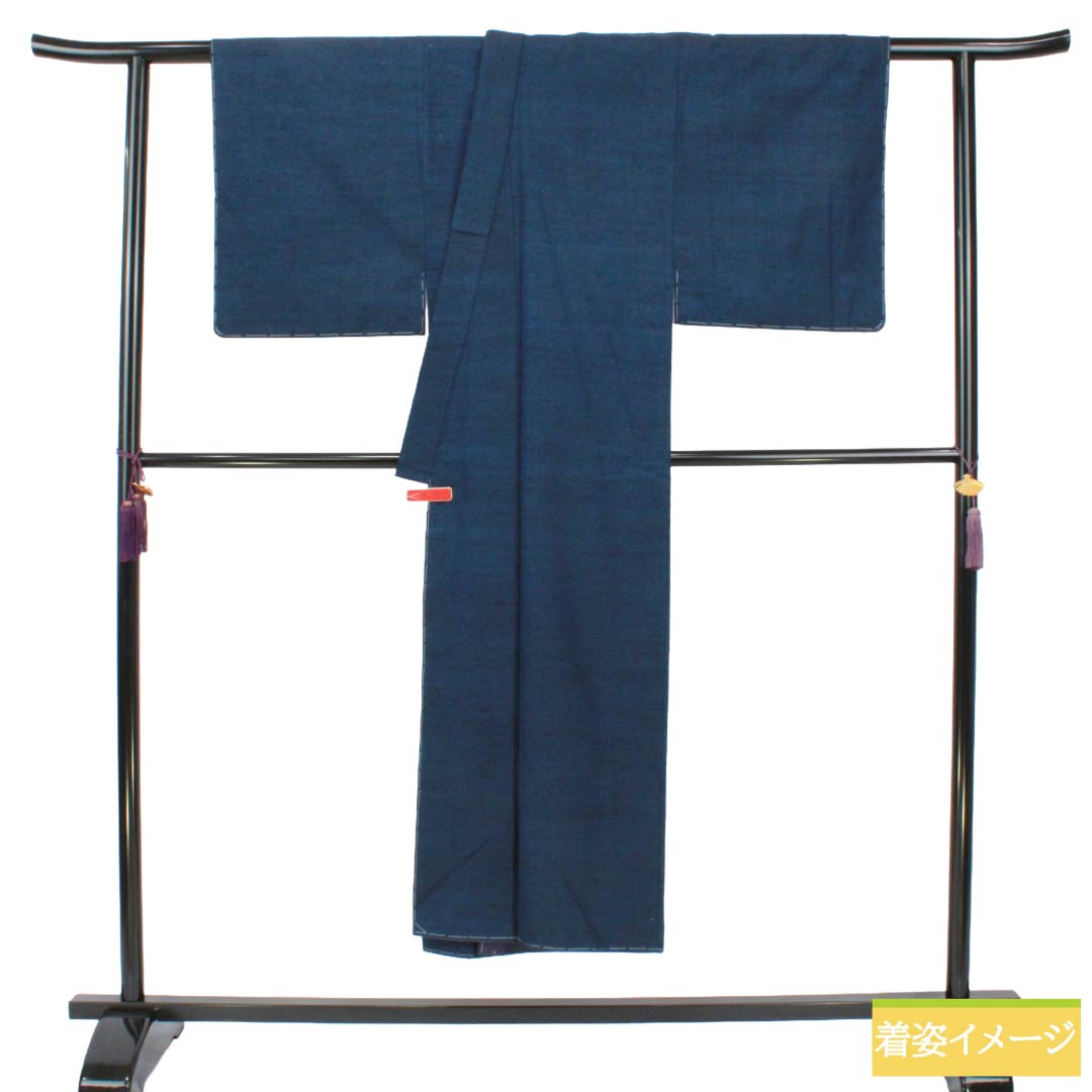 男物 正絹 Sランク 身丈145.5cm 裄丈66.5cm 鉄葡萄色(てつぶどういろ) 紬地 無地 袷 紺系 1119002542418
