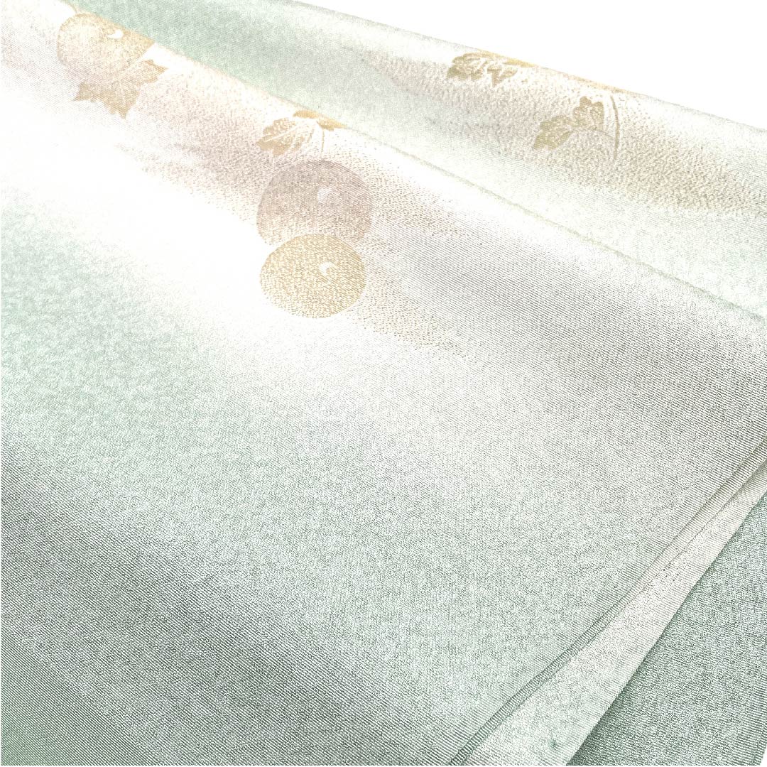 (新古品) 帯揚げ 正絹 フォーマル 龍泉青瓷釉色(ロンチュエンチンツーユースーいろ) 饅頭菊 雲取り 金銀糸 長さ約178cm 幅約30.5cm Sランク 緑系 1136000122919