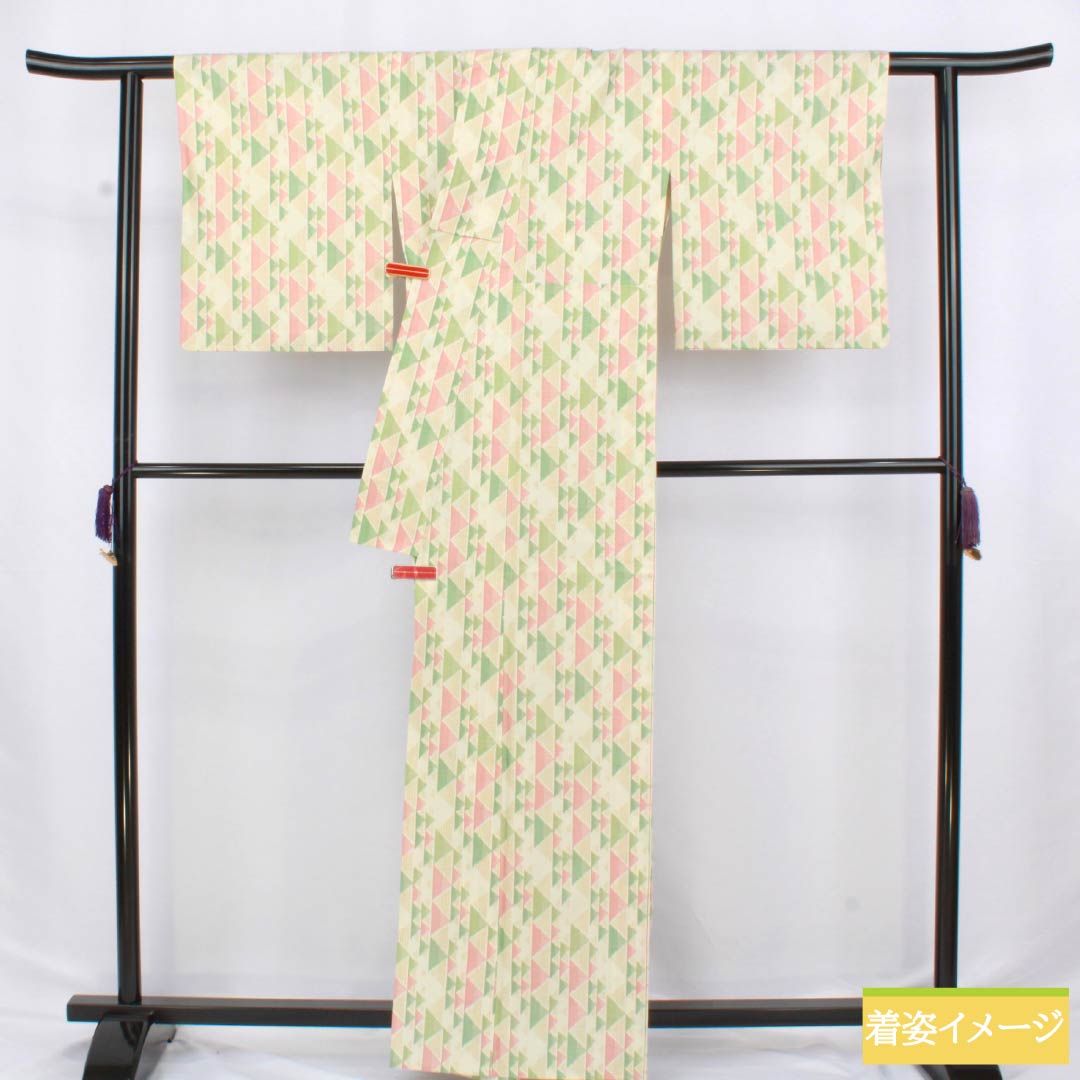 紬 正絹 Sランク 身丈163.5cm 裄丈66cm 白百合色(しらゆりいろ) 鱗 単衣 白系 1116004252411