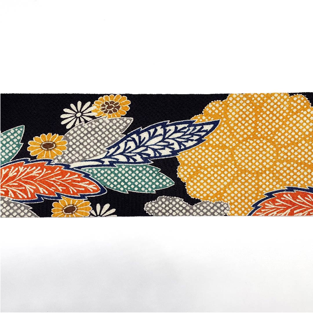 名古屋帯 紫黒色 京紅型 栗山工房 花柄 帯丈372cm 正絹 Sランク ポイント柄 カジュアル 紫系 1124005222320 名古屋仕立て