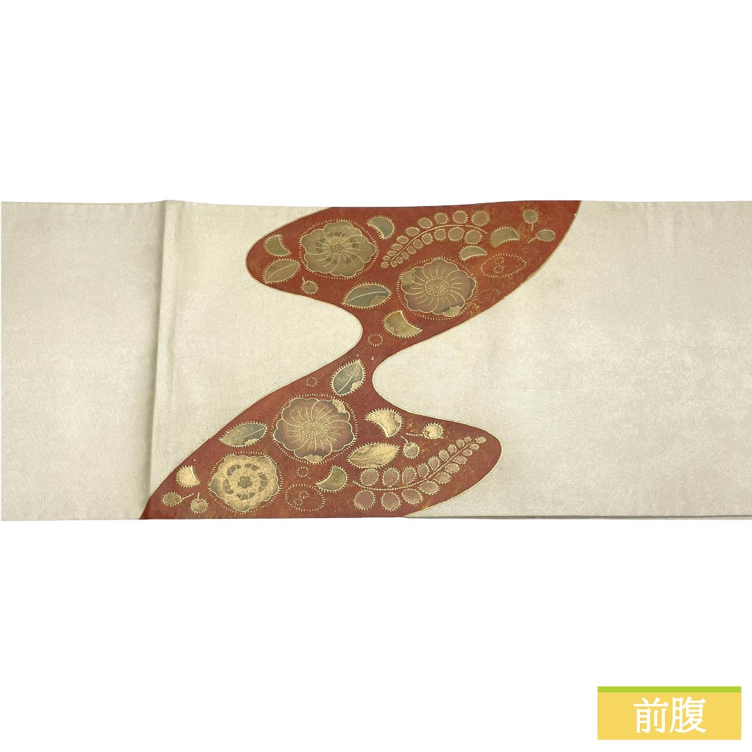 袋帯 正絹 Aランク 銀色(ぎんいろ) 引箔 金彩 辻ヶ花 帯丈430cm ポイント柄 セミフォーマル 銀系 1123018613322