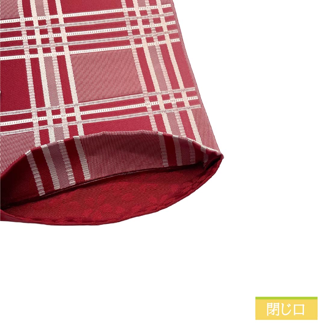 (新品)半幅帯 ポリエステル NEWランク 祭紅色(さいこうしょく) 真紅色(しんくいろ) 格子 小桜 広幅 リバーシブル 帯丈396cm 赤系 1125006341312