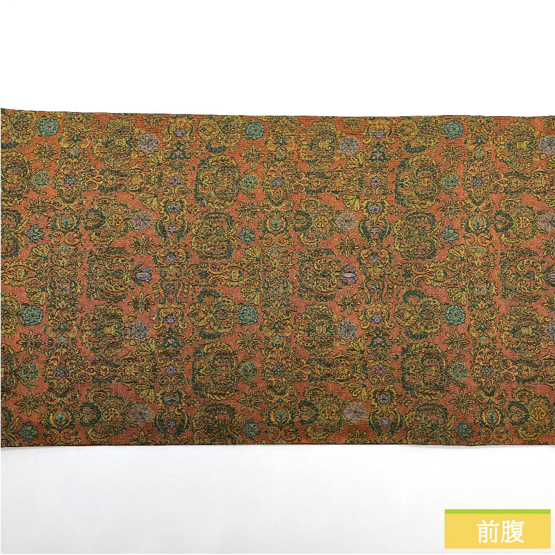 名古屋帯 樺色 正倉院模様 萬葉 帯丈360cm 正絹 Sランク 全通 カジュアル 茶系 1124005492314 開き仕立て