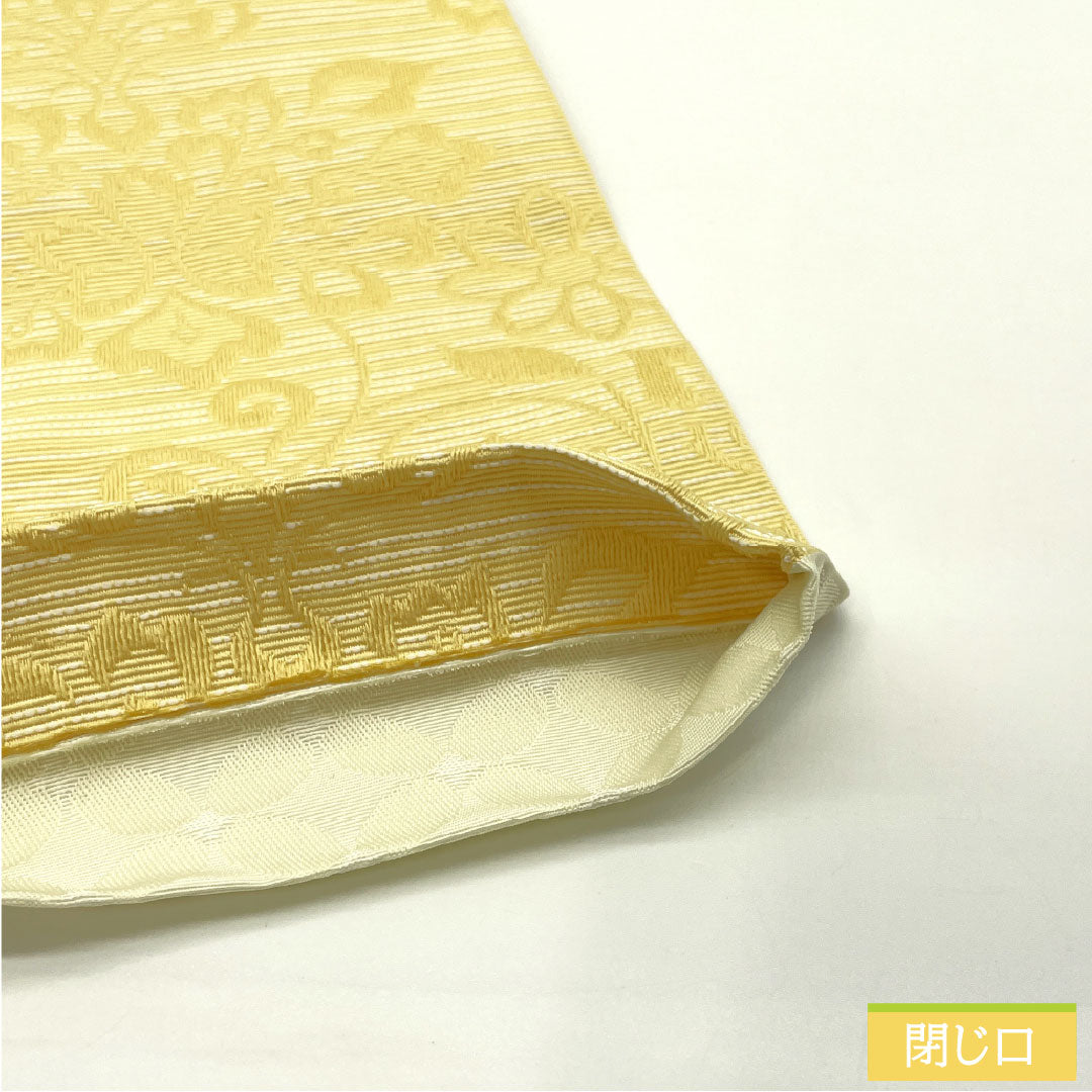 (New) Half-width obi, polyester, New rank, eggshell color (tamago-iro), ivory color (zoge-iro), with karahana pattern and shippo-tsunagi, reversible, obi length 400cm, yellow family, 1125002561423